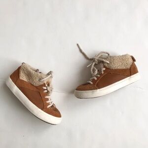 ZARA Sheep face brown hi-top sneakers GUC - visible wear size 23(7 toddler)